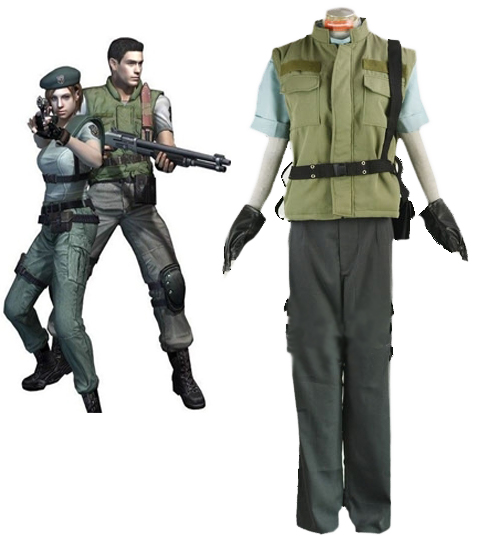 Resident Evil 1 Chris Redfield S.T.A.R.S. Uniform Cosplay Costume